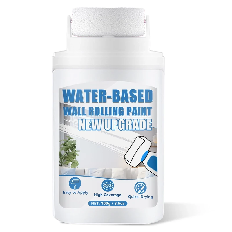 Wonshine White Paint for Walls, White Wall Paint, Fast-Drying & Water-Based, Portable 2-in-1 Design Roller Paint Brush for Graffiti, Stain, Scratch Cover (white)