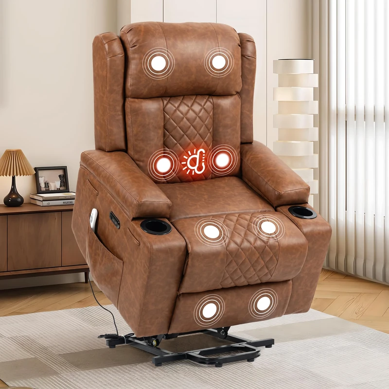 BRTHORY Power Lift Recliner - Massage, Heat, Footrest, Cup Holders