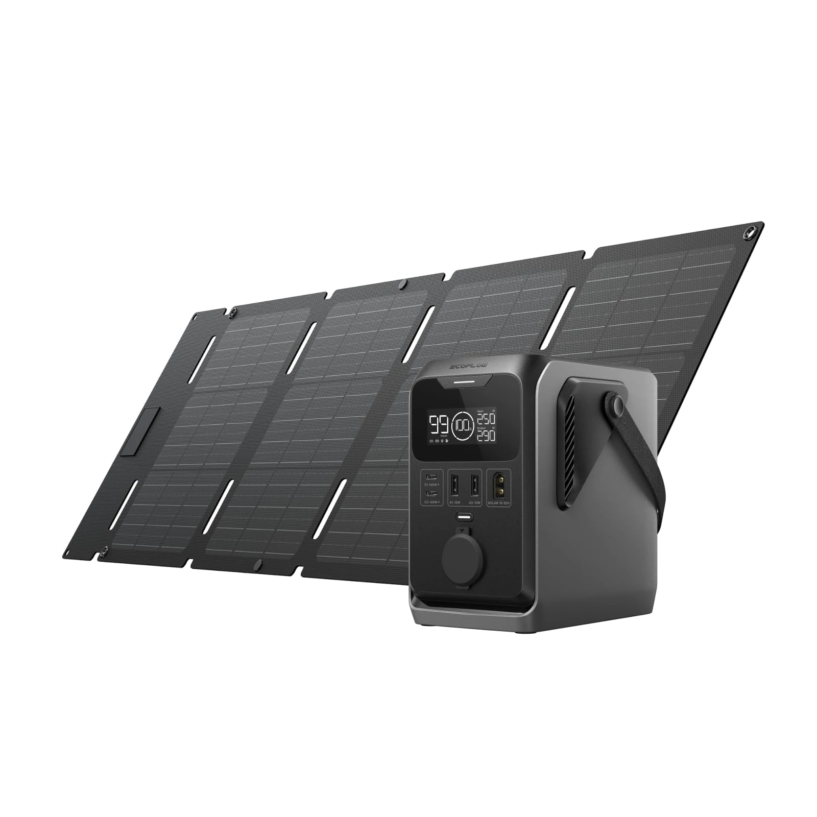 ECOFLOW Trail 300 DC Portable Power Station with 45W Panel, 288Wh Ultra-light LiFePO4 Battery Bank, 300W Generator, Fast Charge, 5 Output Port, Drop-Proof, Solar/Car Input, 0 Noise for Camping