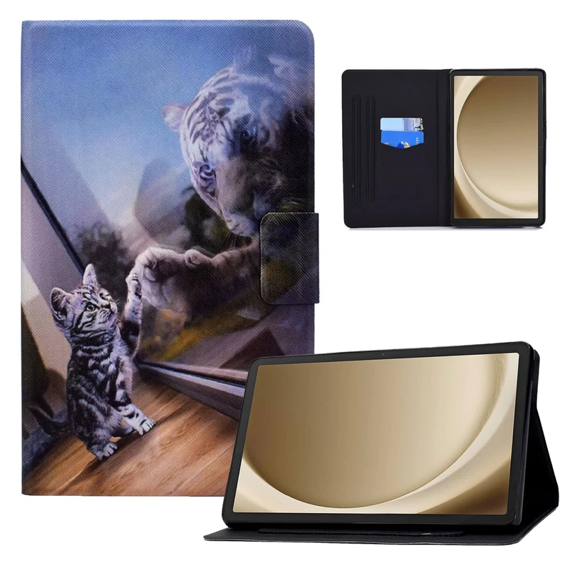 LSPCASA Case for Samsung Galaxy Tab A11 Plus 11 Inch 2025 Case Galaxy Tab A11+ Flip PU Leather Protective Case with Stand Function Card Slots Tablet Case for Galaxy Tab A11 Plus/A11+ Cat and Tiger