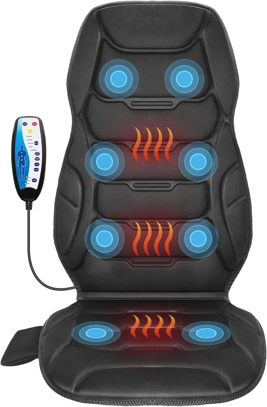 COMFIER Massage Seat Cover with Heat, Massage Mat with Vibration for Back and Neck, Seat Cushion for Relaxation, Back Massager for Home, Office, Gifts for Women