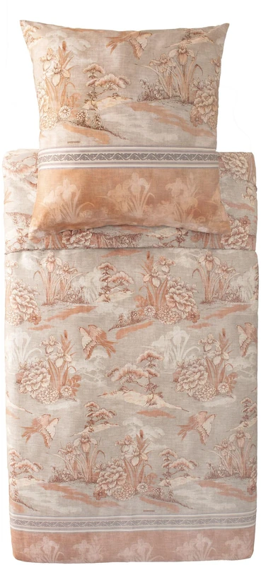 Bassetti Acquaforte 9333262 Bed Linen + 2 Pillowcases Made from 100% Cotton Satin in Terracotta 41, Dimensions: 200 x 200 cm + 2 K 80 x 80 cm