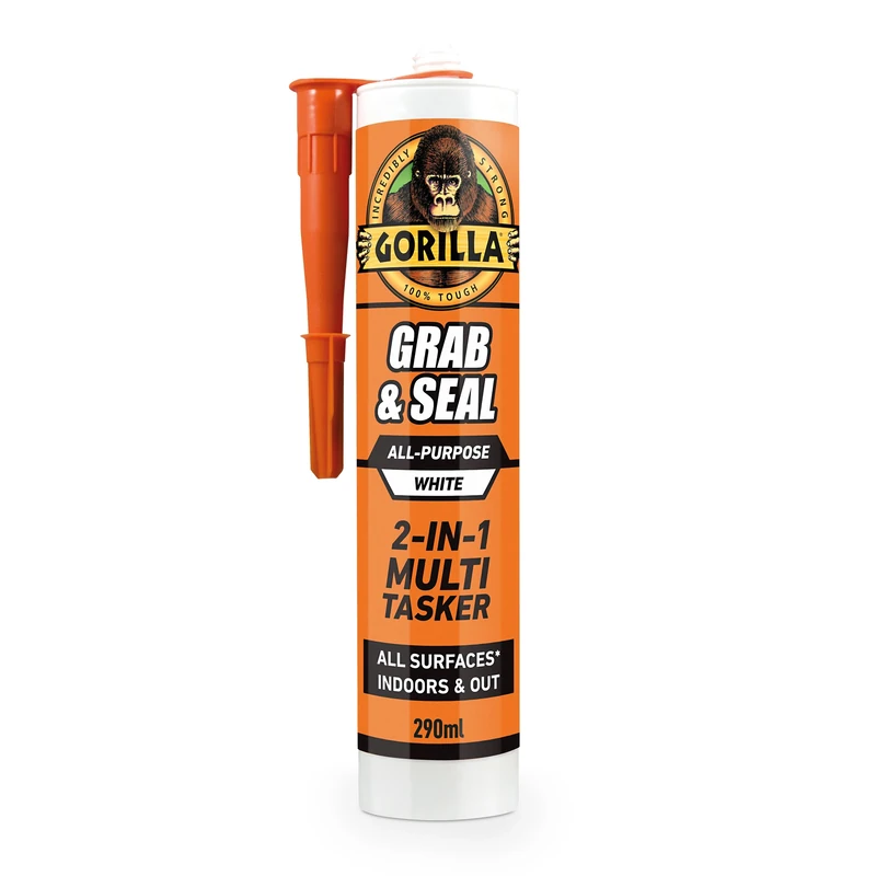 Gorilla Grab & Seal, 290ml – Two-in-One Waterproof Grab Adhesive & Sealant Hybrid | Bonds Skirting, Kitchens, Bathrooms, Windows & Doors | High Strength, Mould Resistant, Paintable, All-Weather Use