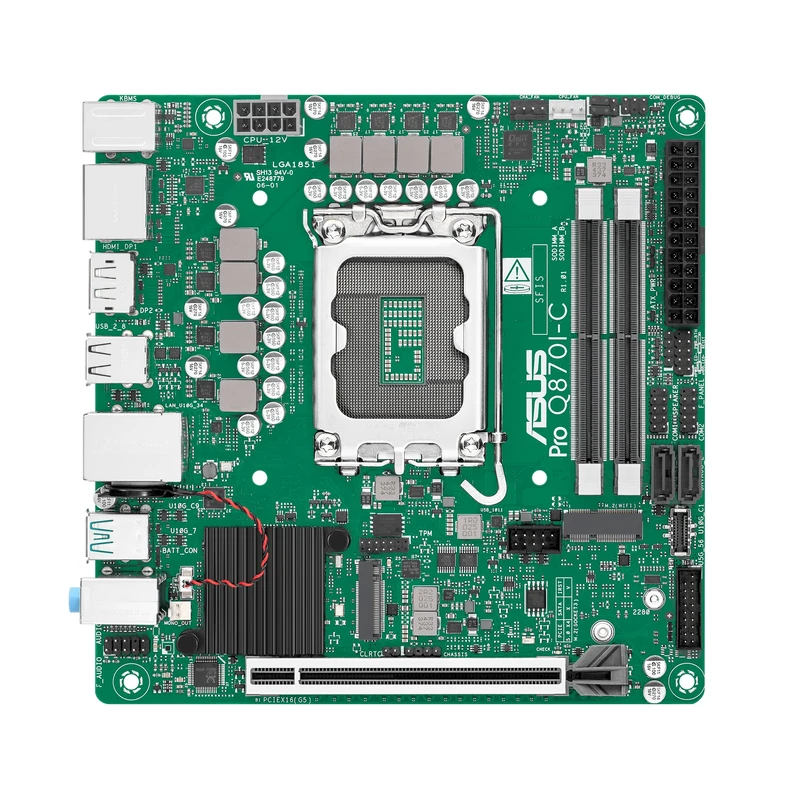 ASUS PRO Q870I-C-CSM Business Mini-ITX Motherboard Socket Intel LGA 1851 (mini-ITX, Intel VPro, DDR5 Memory, PCIe 5.0, Q-LED Core, ASUS Control Center Express, SafeSlot)