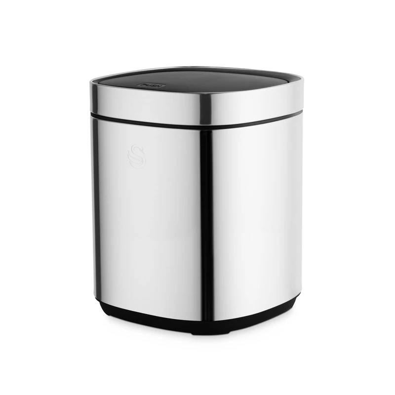 Swan 12L Touch Bin with Anti-Slip Base, Removable Retainer Ring, Simple Touch Lid System, Stainless Steel with Fingerprint Proof Finish