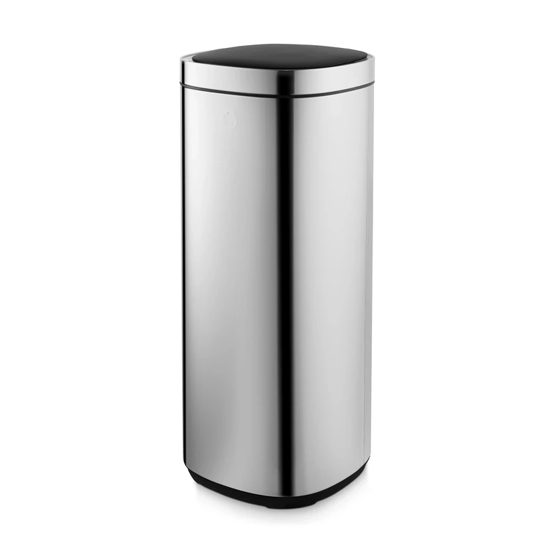 Swan Square Sensor Bin with Hands-Free Opening Using Motion Sensor Technology, Ozone Odour Sterilisation, Liner Retainer Ring, Stainless Steel Body, Large 50L Capacity