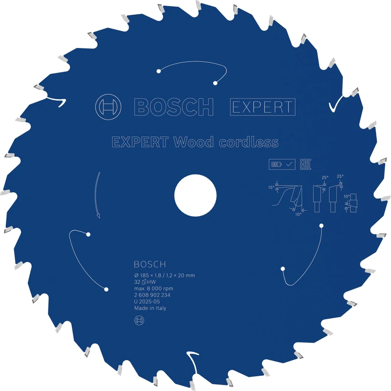 Bosch 1x Expert Wood Cordless Circular Saw Blade for Handheld Circular Saw (for Softwood, Hardwood, Ø mm, Professional Accessory Hand-Held Cordless Circular Saws)