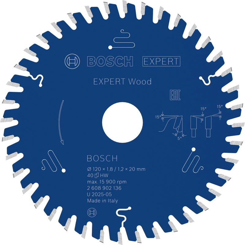 Bosch 1x Expert Wood Corded Circular Saw Blade for Handheld Circular Saw (for Softwood, Hardwood, Ø mm, Professional Accessory Hand-Held Corded Circular Saws)