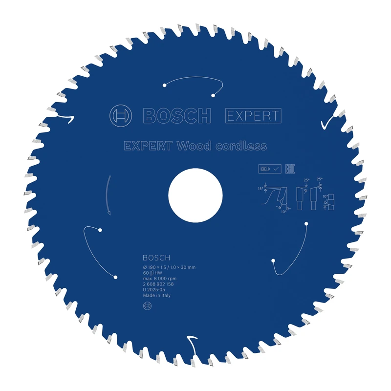 Bosch 1x Expert Wood Cordless Circular Saw Blade for Handheld Circular Saw (for Softwood, Hardwood, Ø mm, Professional Accessory Hand-Held Cordless Circular Saws)
