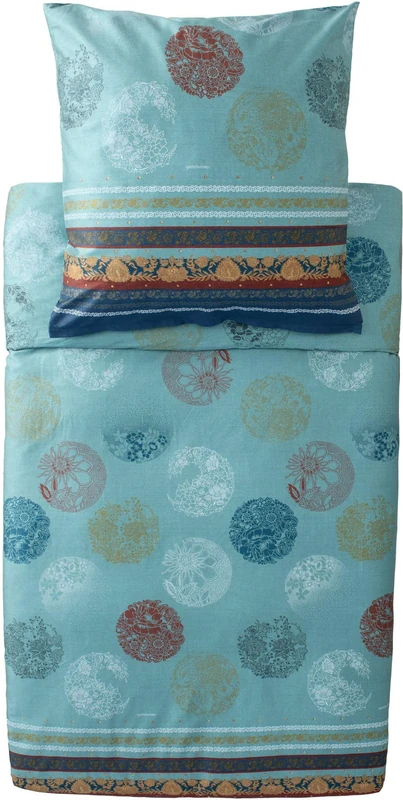 Bassetti Florence 9333292 Bed Linen + 2 Pillowcases 100% Cotton Satin Turquoise T1 Dimensions 200 x 200 cm + 2 K 80 x 80 cm