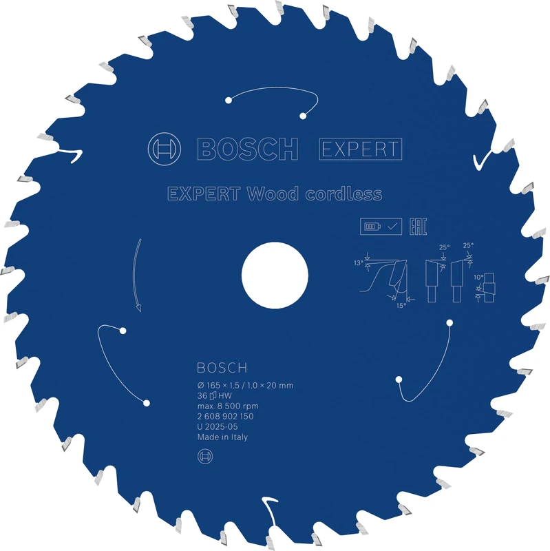 Bosch 1x Expert Wood Cordless Circular Saw Blade for Handheld Circular Saw (for Softwood, Hardwood, Ø mm, Professional Accessory Hand-Held Cordless Circular Saws)