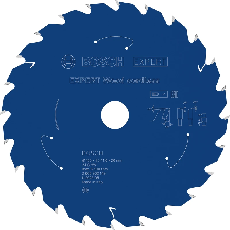 Bosch 1x Expert Wood Cordless Circular Saw Blade for Handheld Circular Saw (for Softwood, Hardwood, Ø mm, Professional Accessory Hand-Held Cordless Circular Saws)