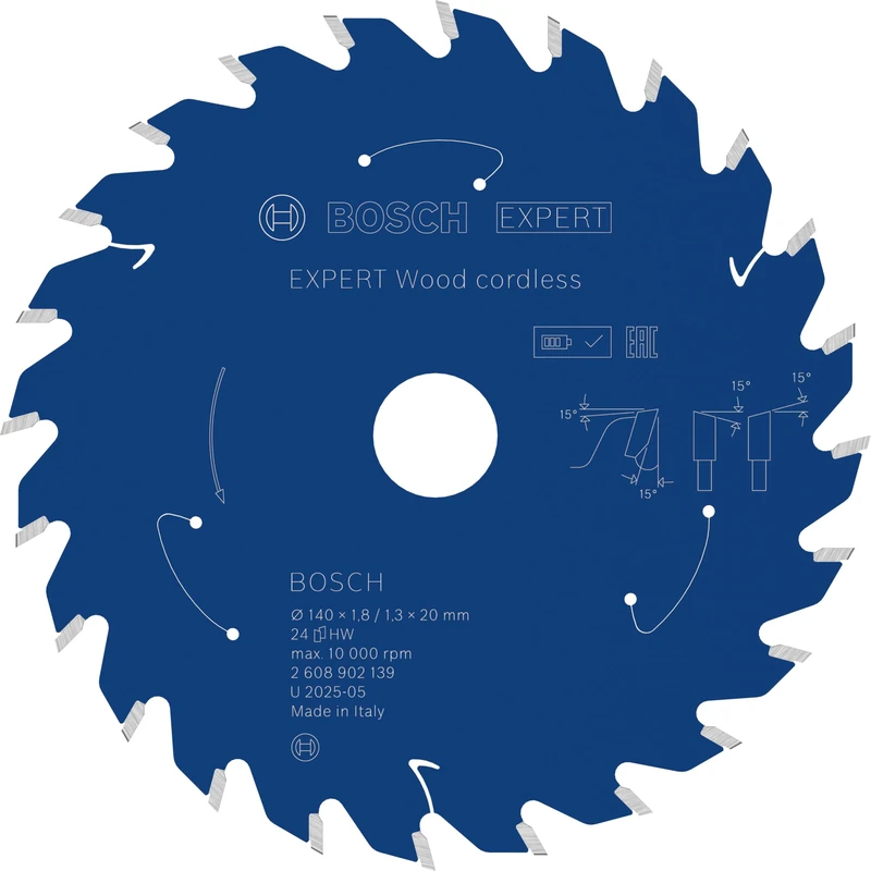 Bosch 1x Expert Wood Cordless Circular Saw Blade for Handheld Circular Saw (for Softwood, Hardwood, Ø mm, Professional Accessory Hand-Held Cordless Circular Saws)