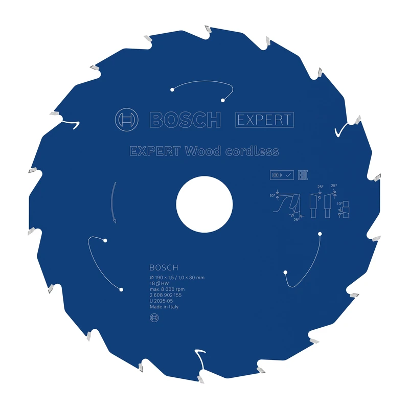 Bosch 1x Expert Wood Cordless Circular Saw Blade for Handheld Circular Saw (for Softwood, Hardwood, Ø mm, Professional Accessory Hand-Held Cordless Circular Saws)