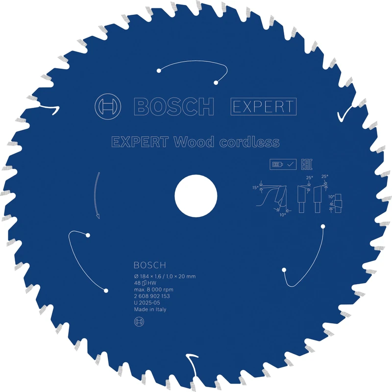 Bosch 1x Expert Wood Cordless Circular Saw Blade for Handheld Circular Saw (for Softwood, Hardwood, Ø mm, Professional Accessory Hand-Held Cordless Circular Saws)