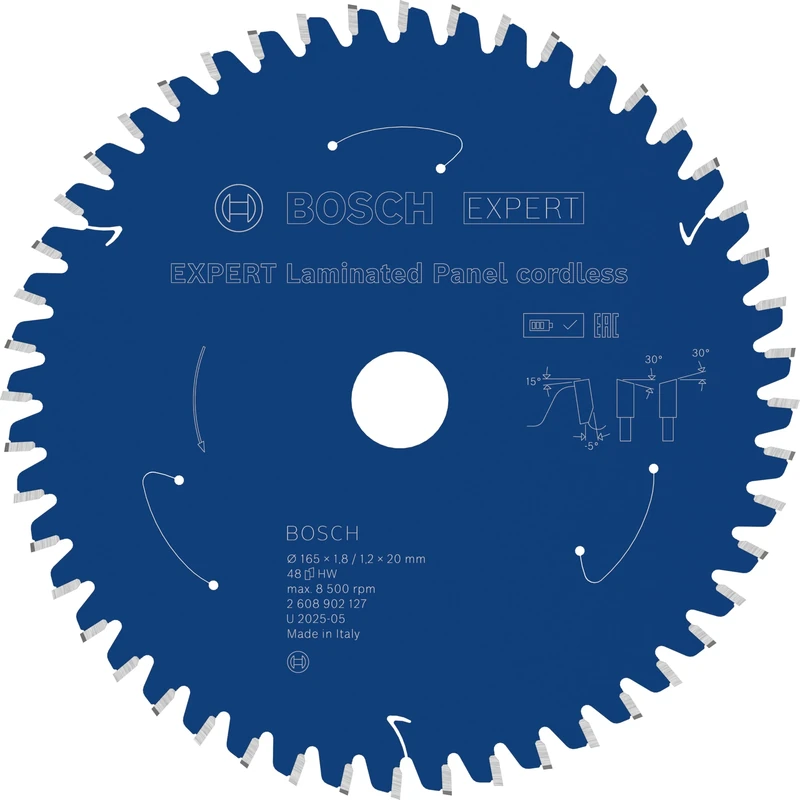 Bosch 1x Expert Laminated Panel Cordless Circular Saw Blade for Handheld Circular Saw (for Plastic Coated Boards, Ø mm, Professional Accessory Hand-Held Cordless Circular Saws, Circular Saws)