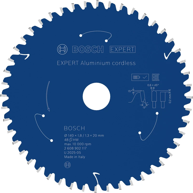 Bosch 1x Expert Aluminium Cordless Circular Saw Blade for Handheld Circular Saw (for Aluminium, Ø mm, Professional Accessory Hand-Held Cordless Circular Saws)