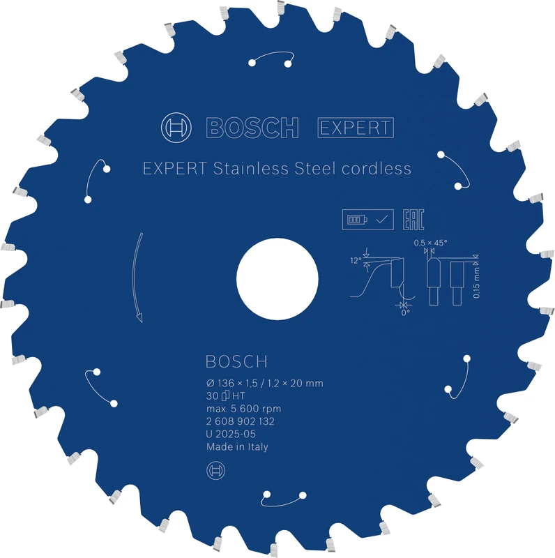 Bosch 1x Expert Stainless Steel Cordless Circular Saw Blade for Handheld Dry Cutter (for Stainless Steel, Ø mm, Professional Accessory Hand-Held Cordless Dry Cutter)