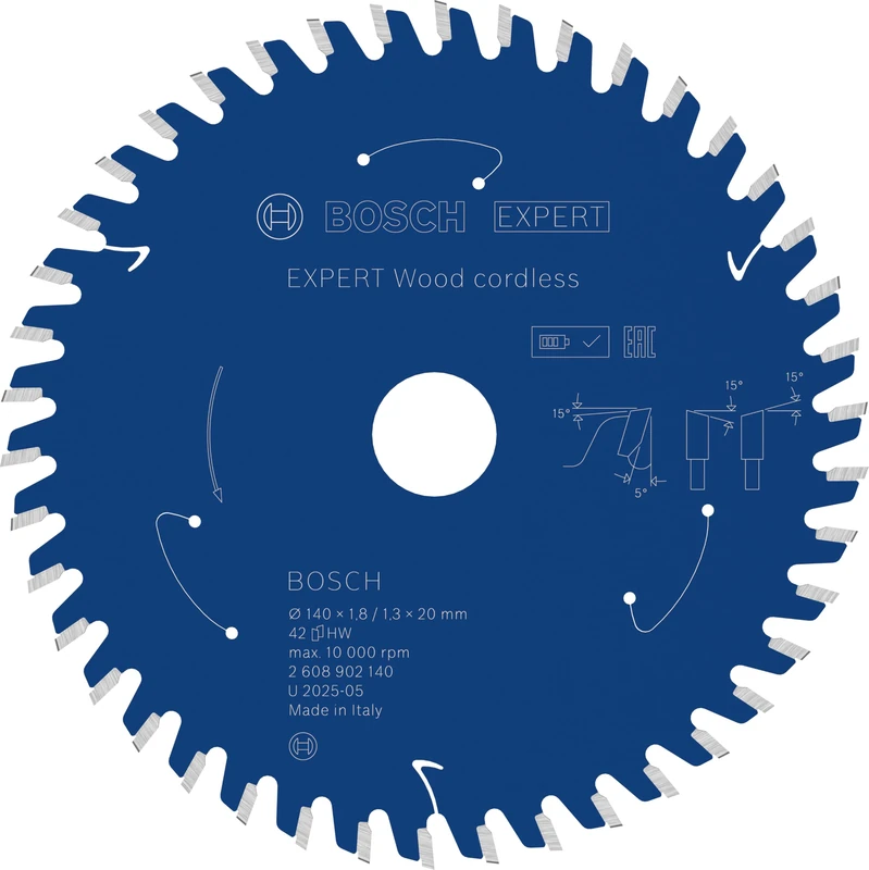 Bosch 1x Expert Wood Cordless Circular Saw Blade for Handheld Circular Saw (for Softwood, Hardwood, Ø mm, Professional Accessory Hand-Held Cordless Circular Saws)