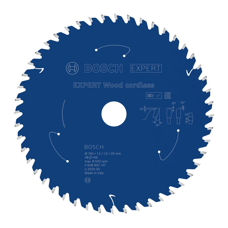 Bosch 1x Expert Wood Cordless Circular Saw Blade for Handheld Circular Saw (for Softwood, Hardwood, Ø mm, Professional Accessory Hand-Held Cordless Circular Saws)