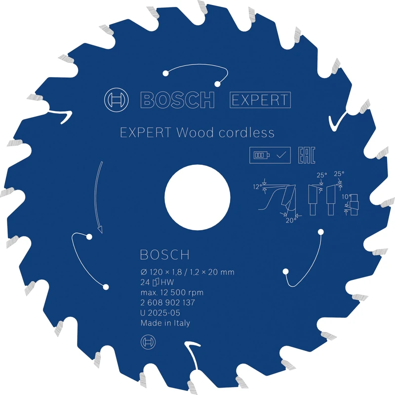 Bosch 1x Expert Wood Cordless Circular Saw Blade for Handheld Circular Saw (for Softwood, Hardwood, Ø mm, Professional Accessory Hand-Held Cordless Circular Saws)