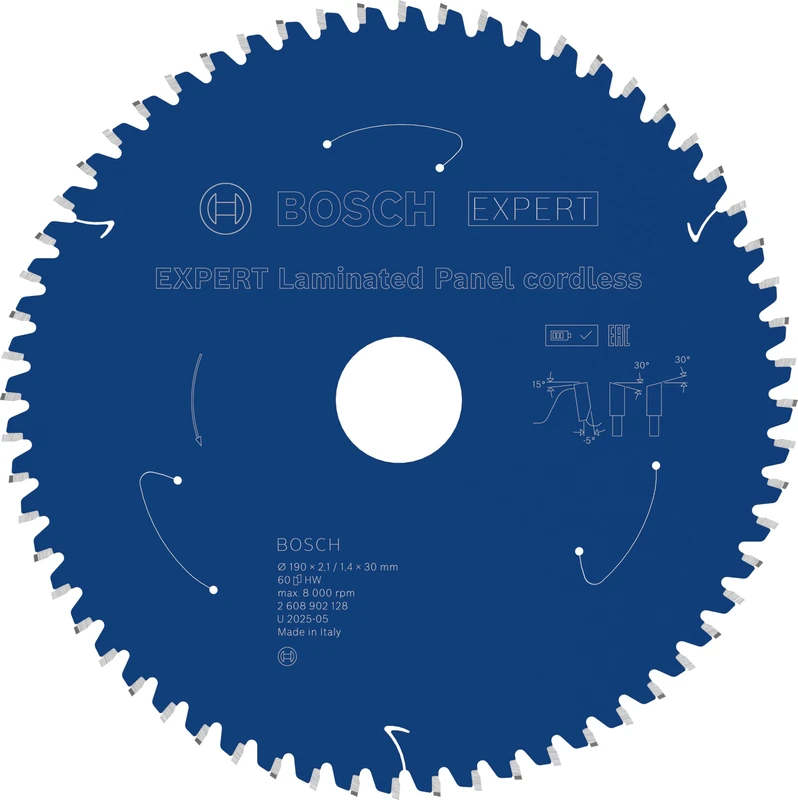 Bosch 1x Expert Laminated Panel Cordless Circular Saw Blade for Handheld Circular Saw (for Plastic Coated Boards, Ø mm, Professional Accessory Hand-Held Cordless Circular Saws, Circular Saws)