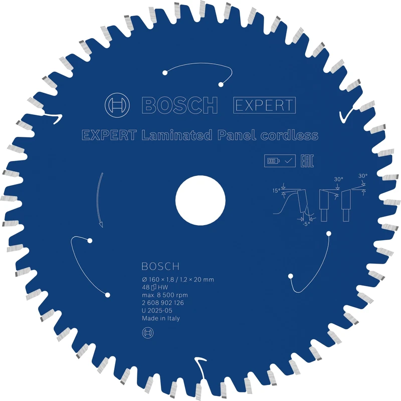 Bosch 1x Expert Laminated Panel Cordless Circular Saw Blade for Handheld Circular Saw (for Plastic Coated Boards, Ø mm, Professional Accessory Hand-Held Cordless Circular Saws, Circular Saws)