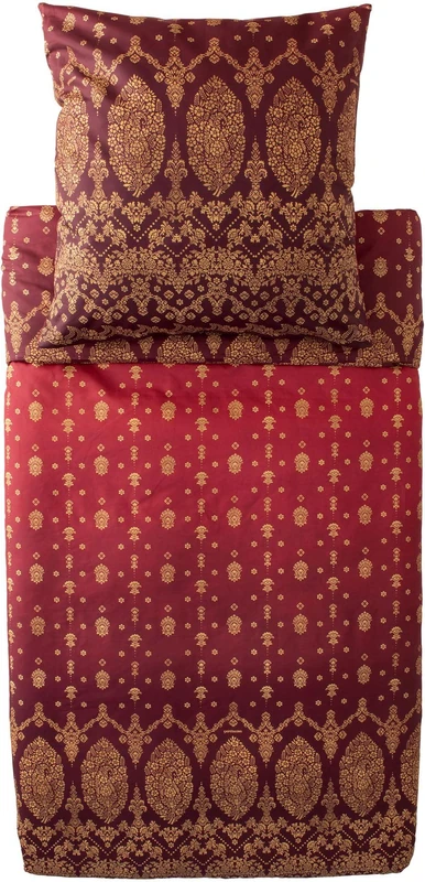 Bassetti Gold Decor 9333253 Bed Linen + 1 Pillowcase 100% Cotton Satin in Bordeaux R1 Dimensions 135 x 200 cm + 1 K 80 x 80 cm
