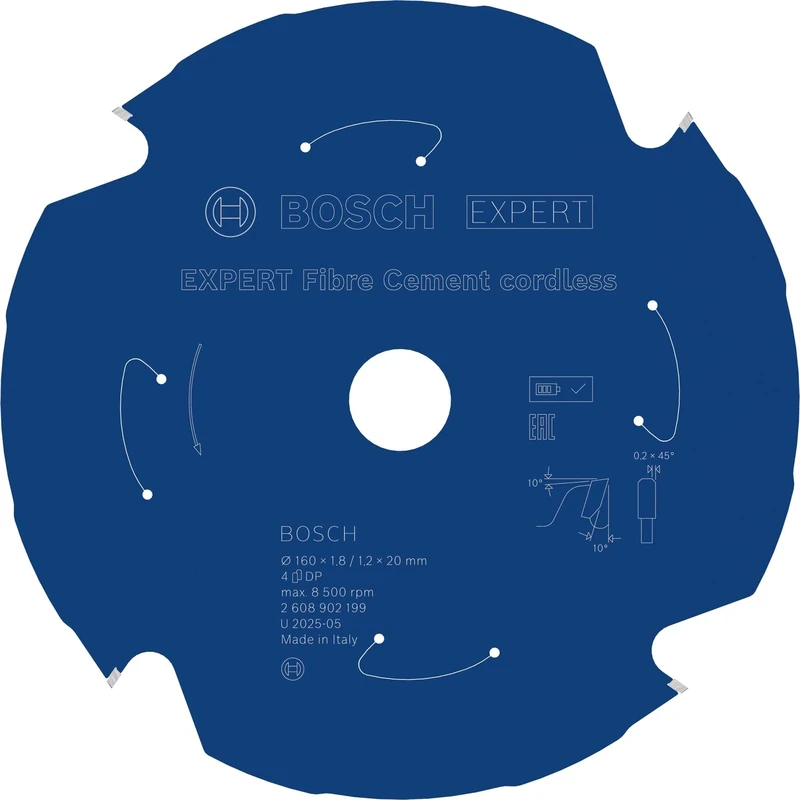 Bosch 1x Expert Fibre Cement Cordless Circular Saw Blade for Handheld Circular Saw (for Fibre Cement Boards, Ø mm, Professional Accessory Hand-Held Cordless Circular Saws, Circular Saws)