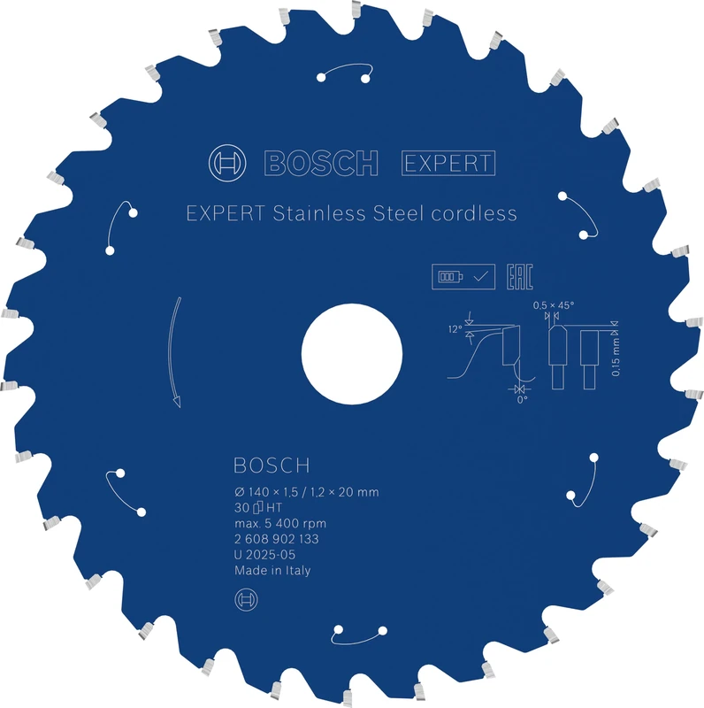 Bosch 1x Expert Stainless Steel Cordless Circular Saw Blade for Handheld Dry Cutter (for Stainless Steel, Ø mm, Professional Accessory Hand-Held Cordless Dry Cutter)
