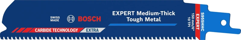 Bosch 10x Expert Medium-Thick Tough Metal S955HHC Blade (for Steel, Stainless Steel Pipes, Length 150 mm, Professional Accessory Reciprocating Saw)