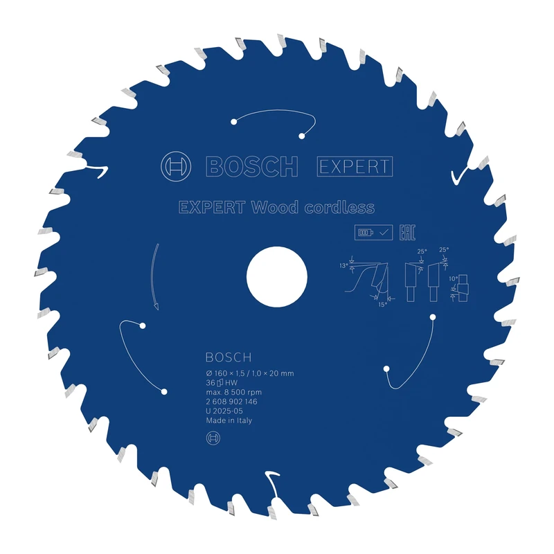 Bosch 1x Expert Wood Cordless Circular Saw Blade for Handheld Circular Saw (for Softwood, Hardwood, Ø mm, Professional Accessory Hand-Held Cordless Circular Saws)