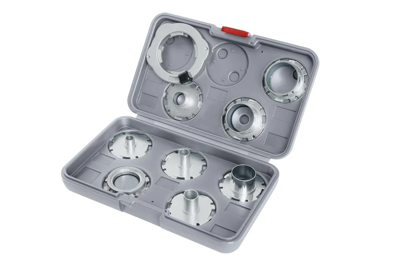 Bosch 9X PRO Template Guide Set, Metric, for Routers (140 x 58 mm,) - Image 1
