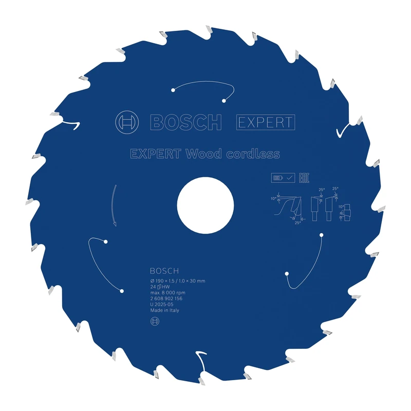 Bosch 1x Expert Wood Cordless Circular Saw Blade for Handheld Circular Saw (for Softwood, Hardwood, Ø mm, Professional Accessory Hand-Held Cordless Circular Saws)