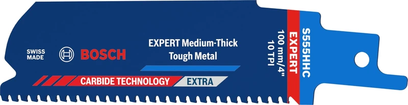 Bosch 10x Expert Medium-Thick Tough Metal S555HHC Blade (for Steel, Stainless Steel Pipes, Length 100 mm, Professional Accessory Reciprocating Saw)