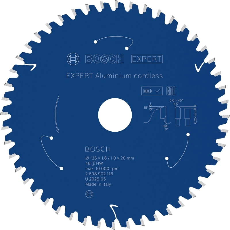 Bosch 1x Expert Aluminium Cordless Circular Saw Blade for Handheld Circular Saw (for Aluminium, Ø mm, Professional Accessory Hand-Held Cordless Circular Saws)