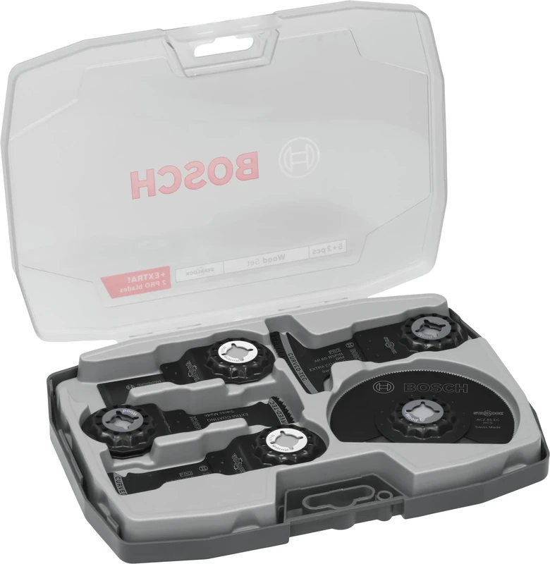 Bosch 7X Wood Set, 7 pcs (for Hardwood, Plastic Coated Boards, 210 x 120 mm, Professional Accessory Multitool)