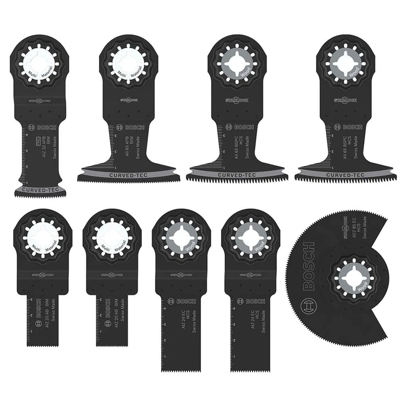 Bosch 9X Wood and Soft Metal Set (for Non-Ferrous Metals, Plastic Coated Boards, 134 x 104 mm, Professional Accessory Multitool)