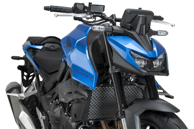 Puig 22426C D12 Winglets; side winglets with double wing design; increased stability and safety; made of CN acrylic; easy installation without drilling, Carbon Look