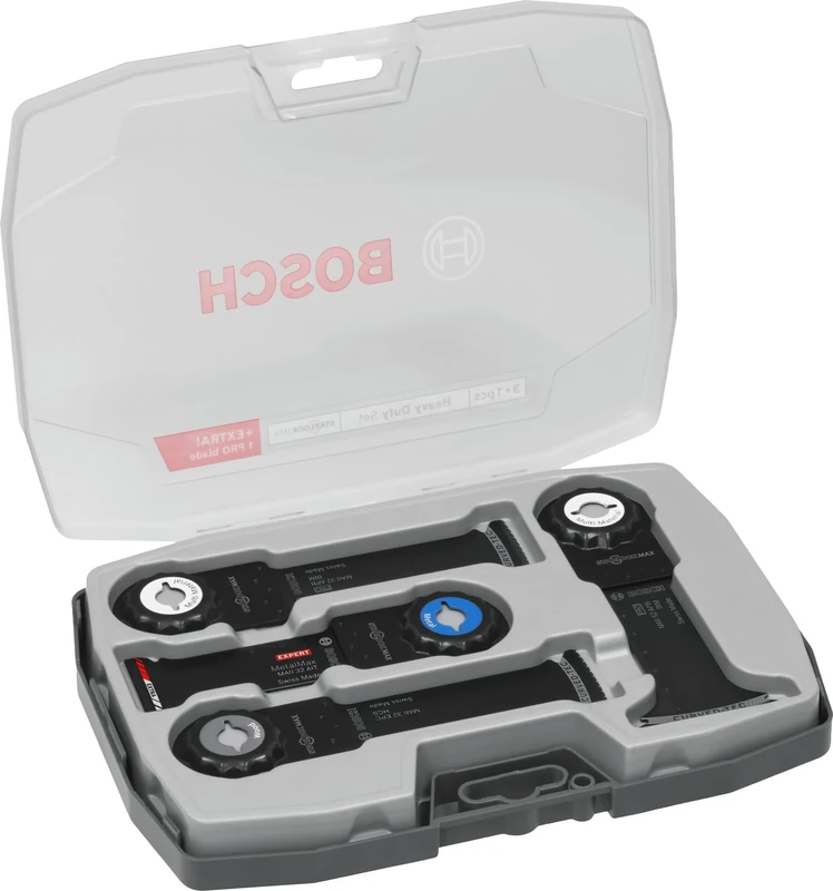 Bosch 4X Heavy Duty Set, 4 pcs (for Stainless Steel (INOX), Steel, 200 x 120 mm, Professional Accessory Multitool)