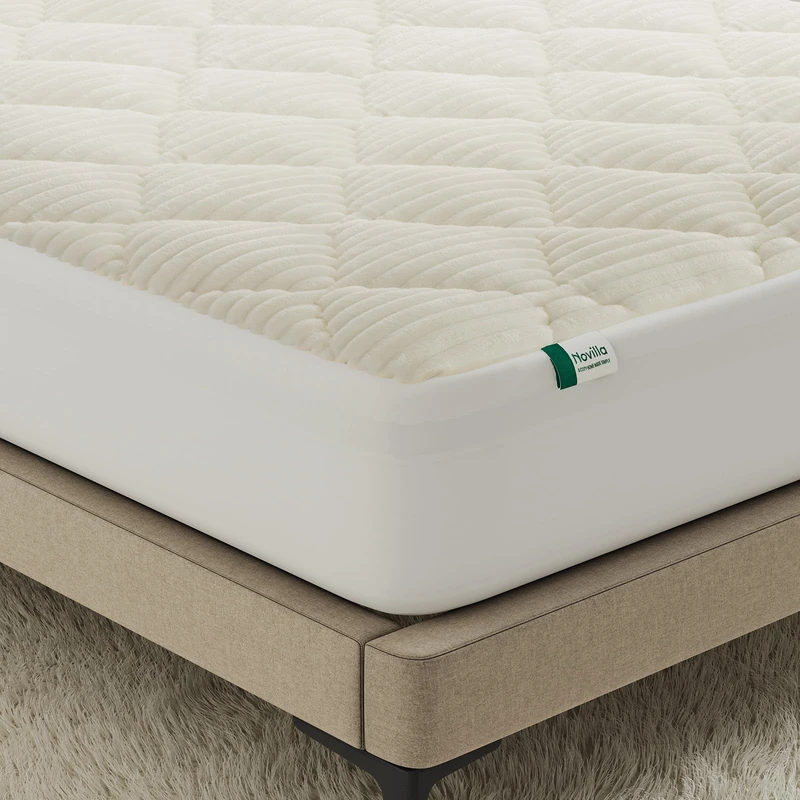 Novilla Soft Warm Plush Mattress Topper, Premium Fiber Filling, Skin-Friendly, Plush Mattress Protector with 30cm Elastic Deep Pocket, Machine Washable, 160x200cm