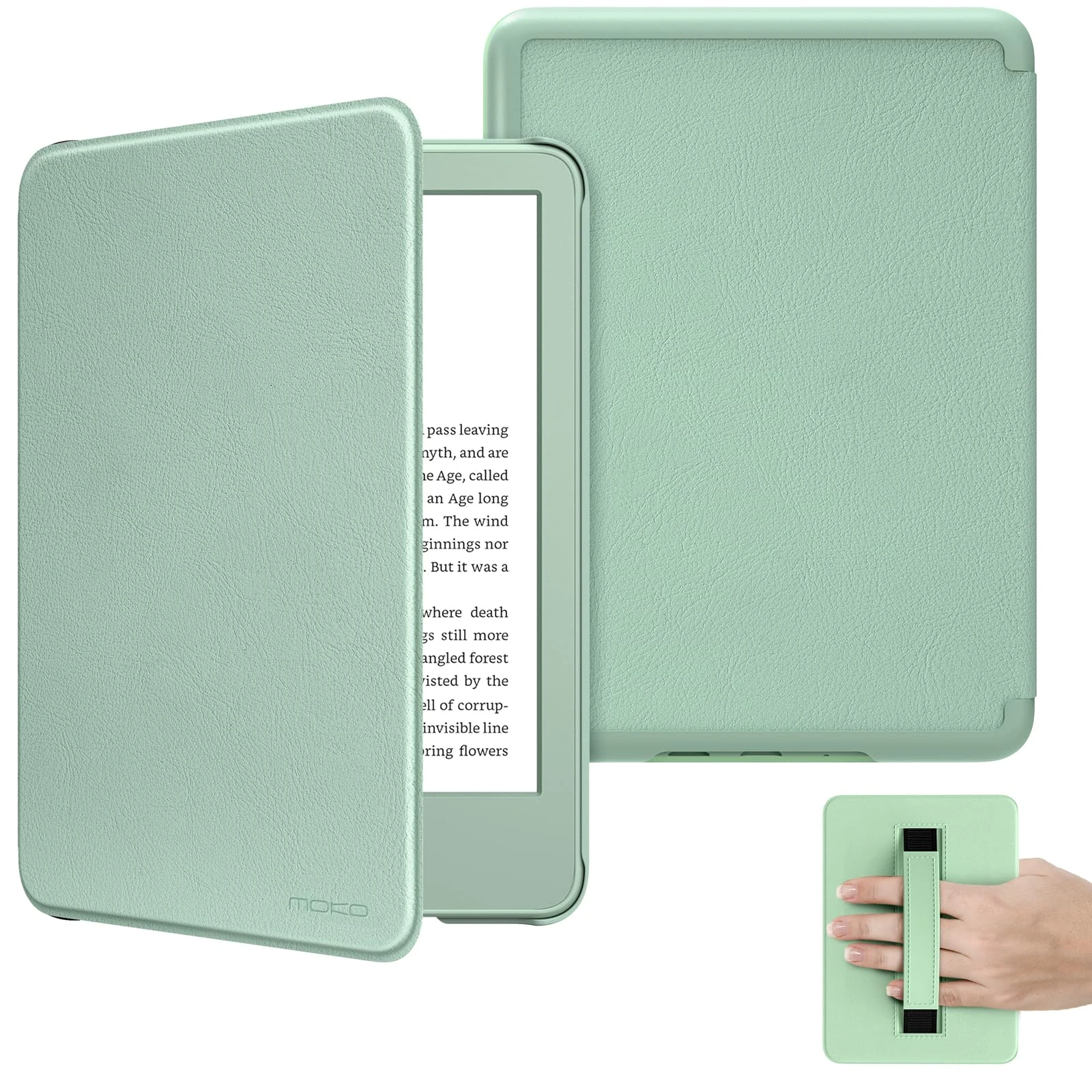MoKo Case for 6" All-New Kindle (11th Generation-2024/2022 Release), Lightweight Shell Cover with Hand Strap Auto Wake/Sleep for Kindle 11th Generation 2024 e-Reader, Agave Green