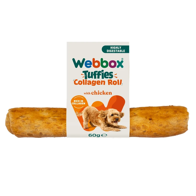 Webbox Tuffies Collagen Roll Dog Treats, Chicken - Supports Joint & Skin Health, Highly Digestible Healthy Treat (30 x 60g Rolls)