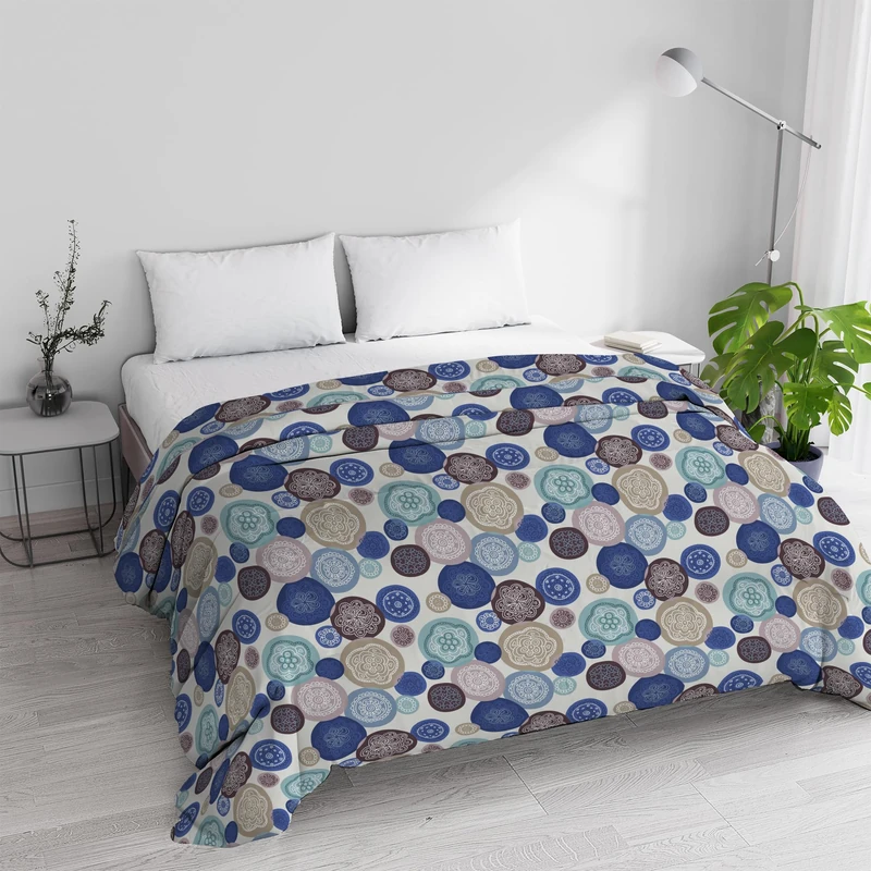 Winter Quilted Quilt for Double Bed 250 x 245 cm DoubleFace Basic Murrine Pattern, Made in Italy – Reversible Duvet in Soft Microfibre 200 g/m² – Machine Washable Duvet