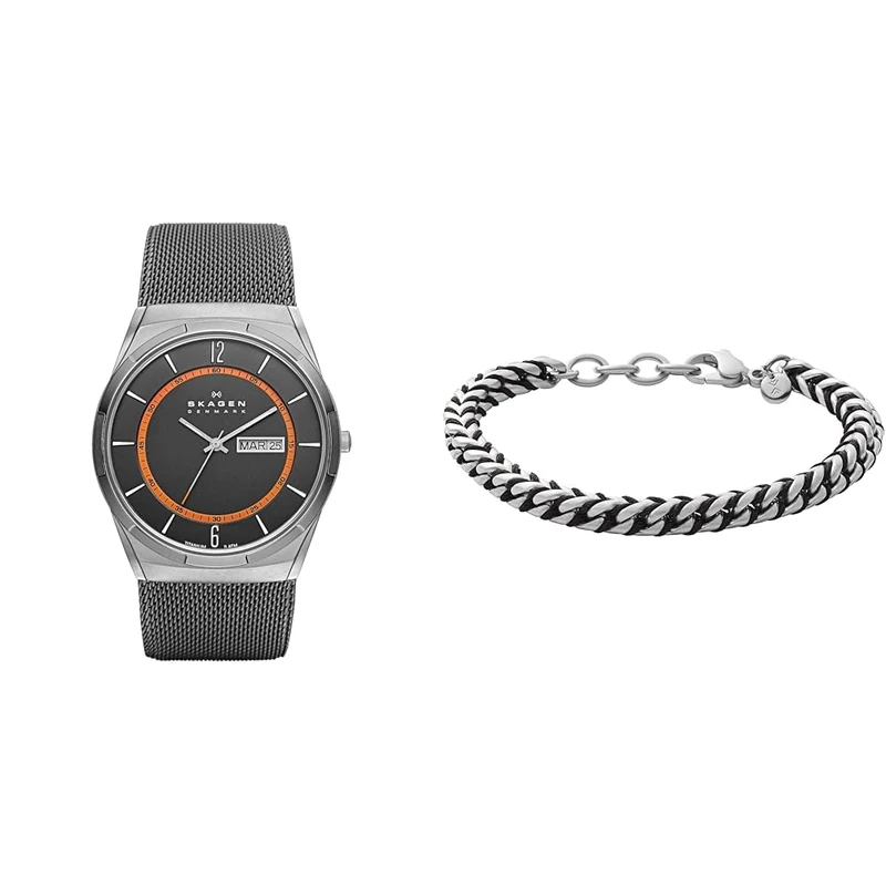 Skagen Melbye Titanium Grey Watch and Hulsten Bracelet Set