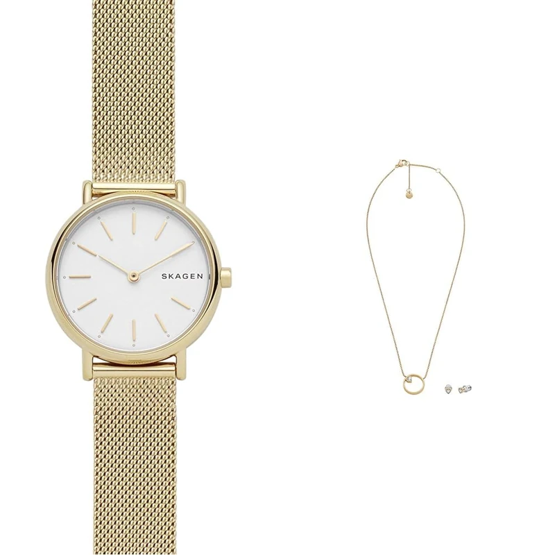 Skagen Women's Signatur Lille Gold-Tone Stainless Steel Watch and Gold-Tone Giftset