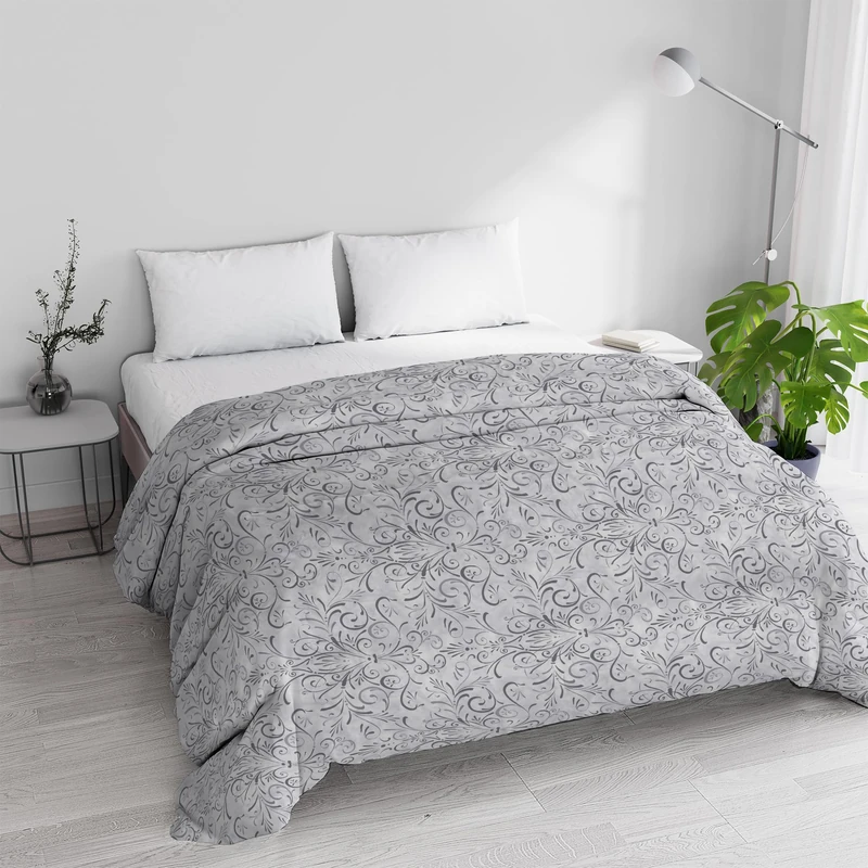 Winter Quilted Quilt for Double Bed 250 x 245 cm DoubleFace Basic Ornato Pattern, Made in Italy – Reversible Duvet in Soft Microfibre 200 g/m² – Machine Washable Duvet