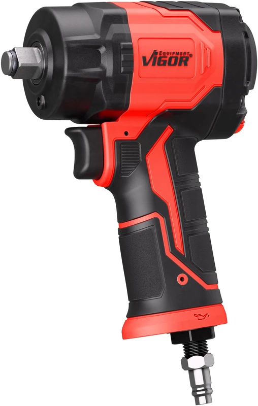 Vigor Compressed Air Impact Wrench V5771, 1/2 Inch Drive, 1200 Nm Release Torque, 850 Nm Tightening Torque, 6.3 Bar Operating Pressure, Lightweight, Compact, Powerful