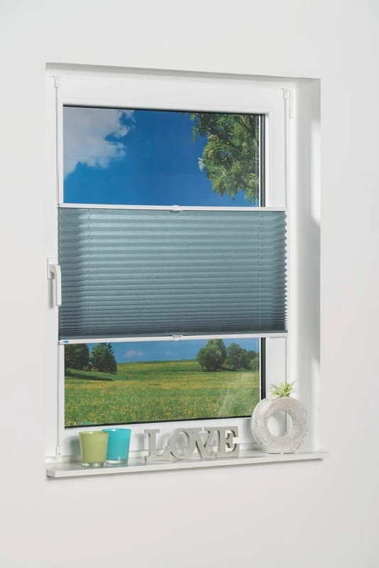 K-Home Klemmfix Pleated Blind, 120 x 130 cm (W x L), Petrol Light Protection, Modern Crushed Look