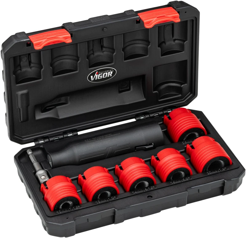 Vigor Bolt Cleaner V6850/6 8 Pieces for Cleaning Wheel Bolts and Studs, Removes Rust and Dirt 1/2 Inch Shank for Cordless Screwdriver and Drill